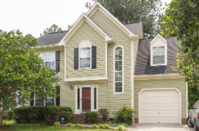 Exterior House Painters - Harrisburg NC - Sage Green White Trim Red Door - Color World Painting North Charlotte