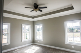 Interior Painting Services - Harrisburg NC - Bedroom - Greige Walls - White Trim - Color World Painting North Charlotte 280x185